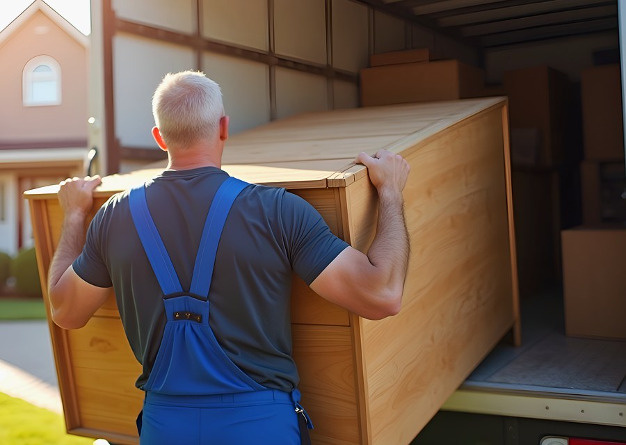 Packed moving truck ready for cross-country transport