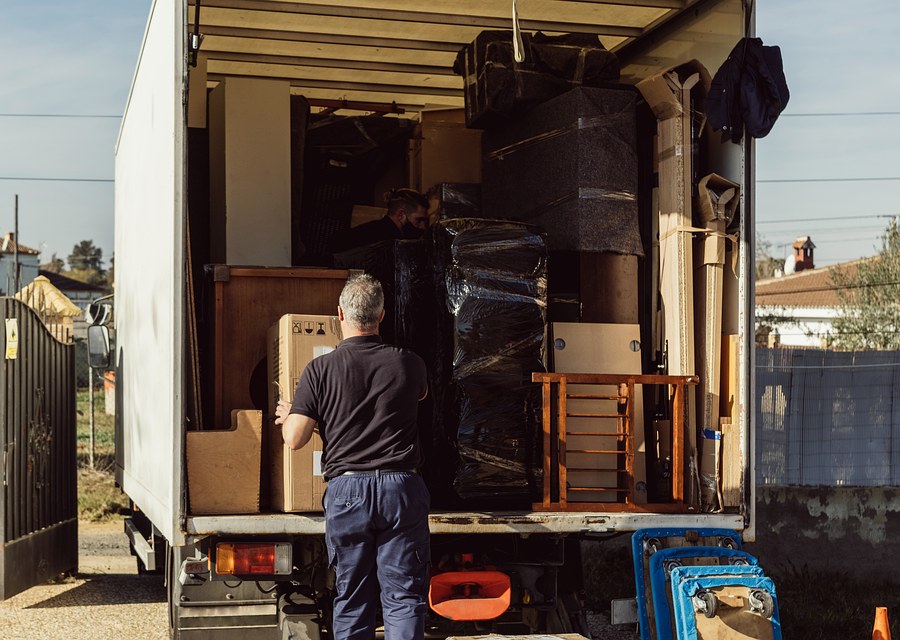 Packed moving truck ready for cross-country transport