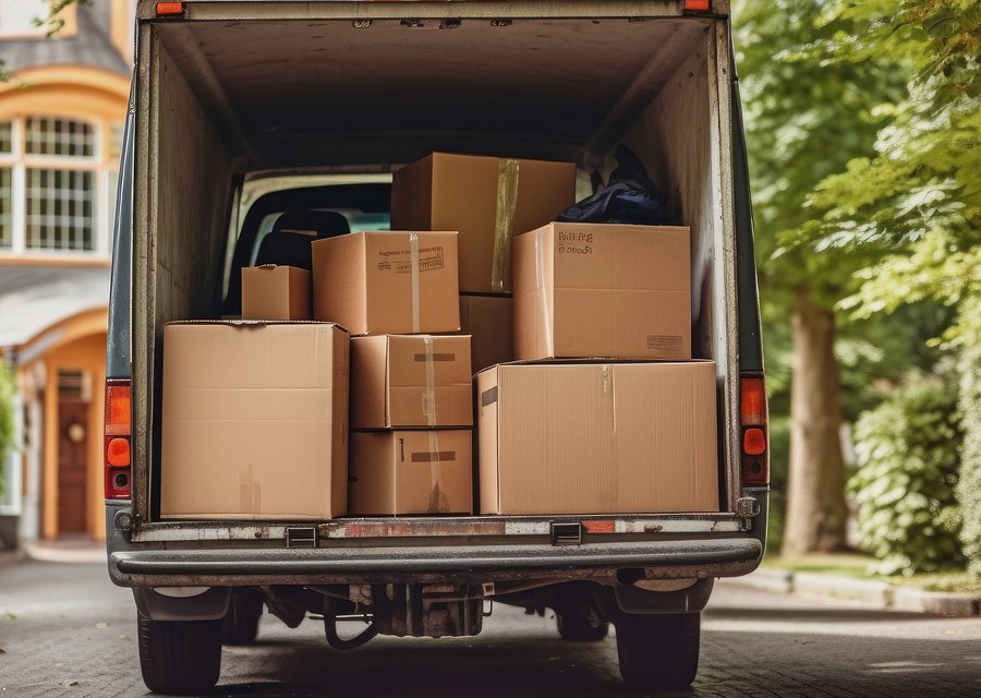 Packed moving truck ready for cross-country transport
