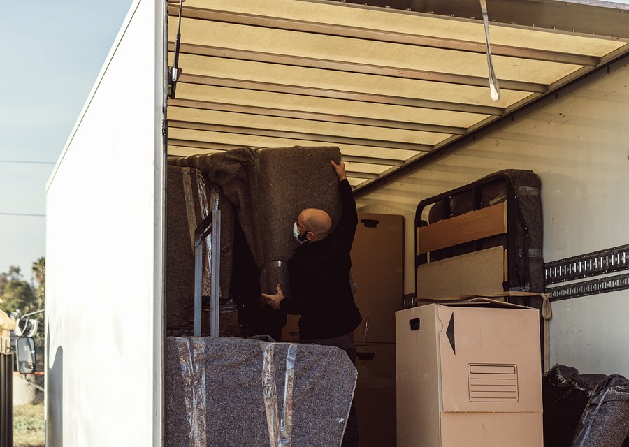 Packed moving truck ready for cross-country transport