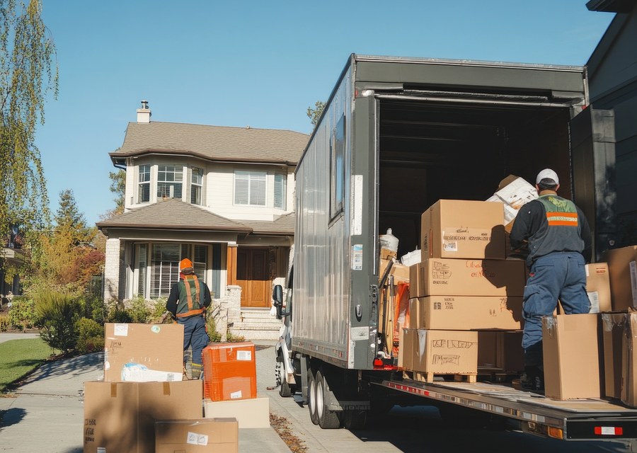 Packed moving truck ready for cross-country transport
