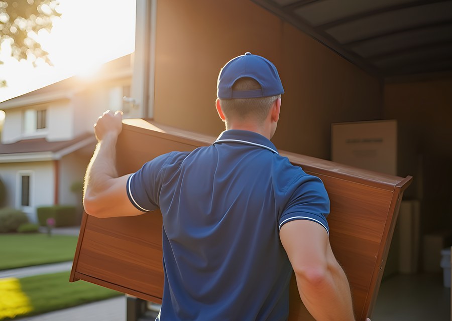 Packed moving truck ready for cross-country transport