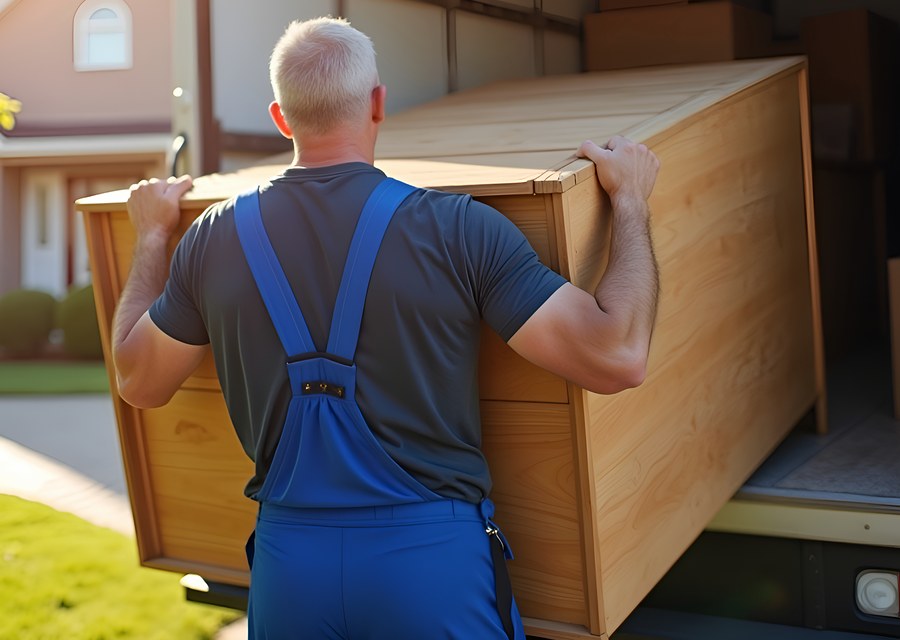 Packed moving truck ready for cross-country transport