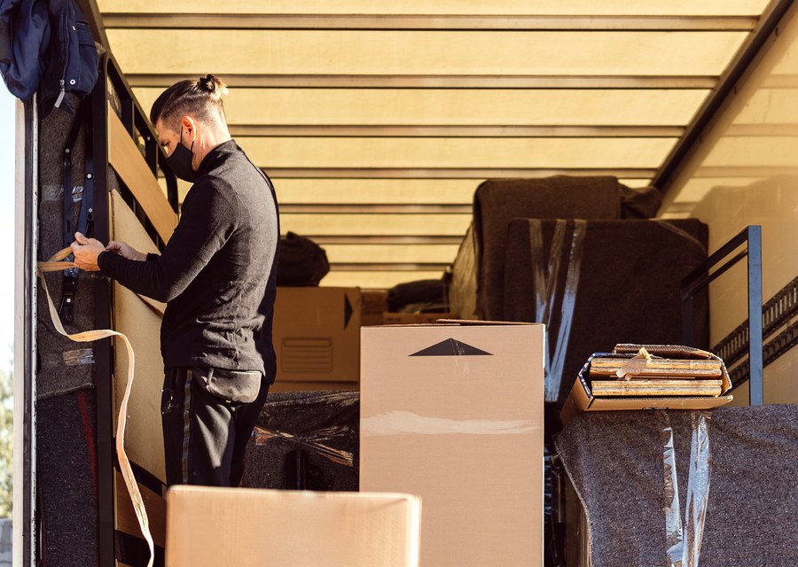 Packed moving truck ready for cross-country transport
