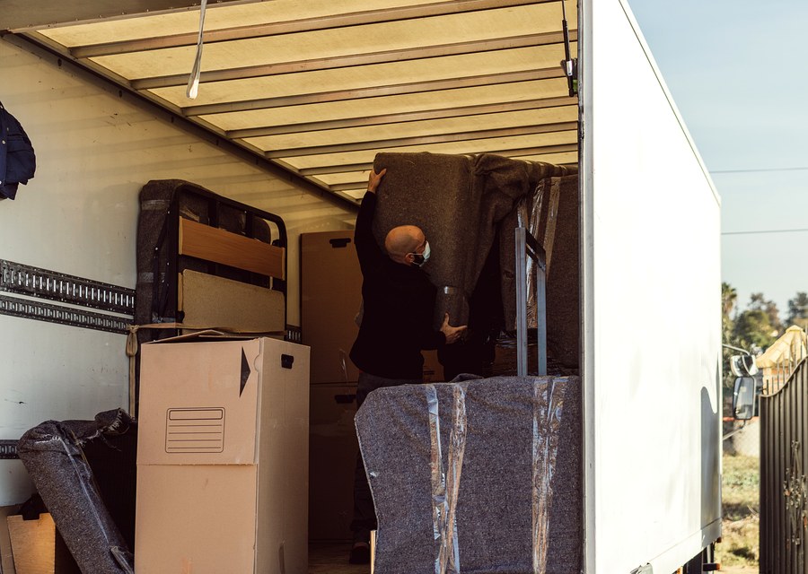 Packed moving truck ready for cross-country transport
