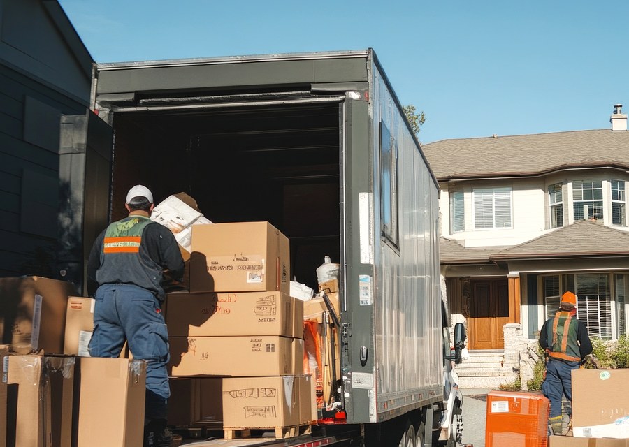 Packed moving truck ready for cross-country transport