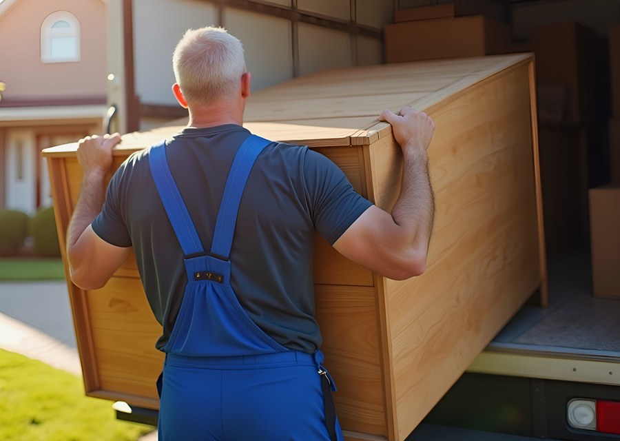 Packed moving truck ready for cross-country transport