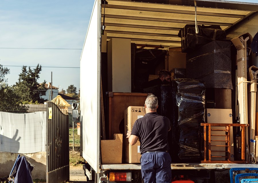 Packed moving truck ready for cross-country transport