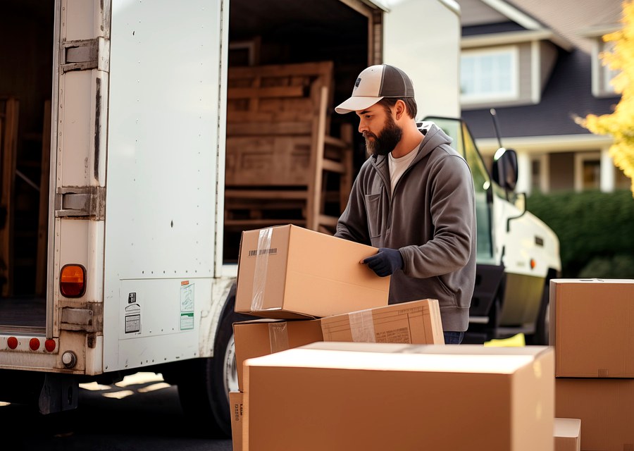Packed moving truck ready for cross-country transport