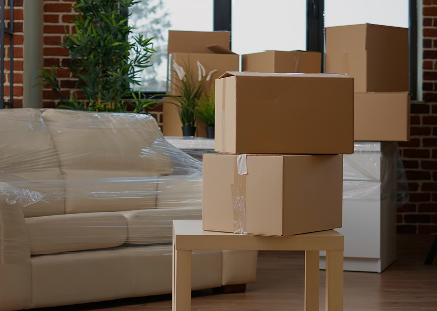 Packed moving truck ready for cross-country transport