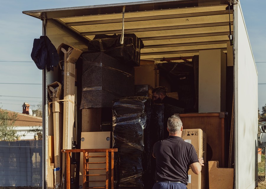 Packed moving truck ready for cross-country transport