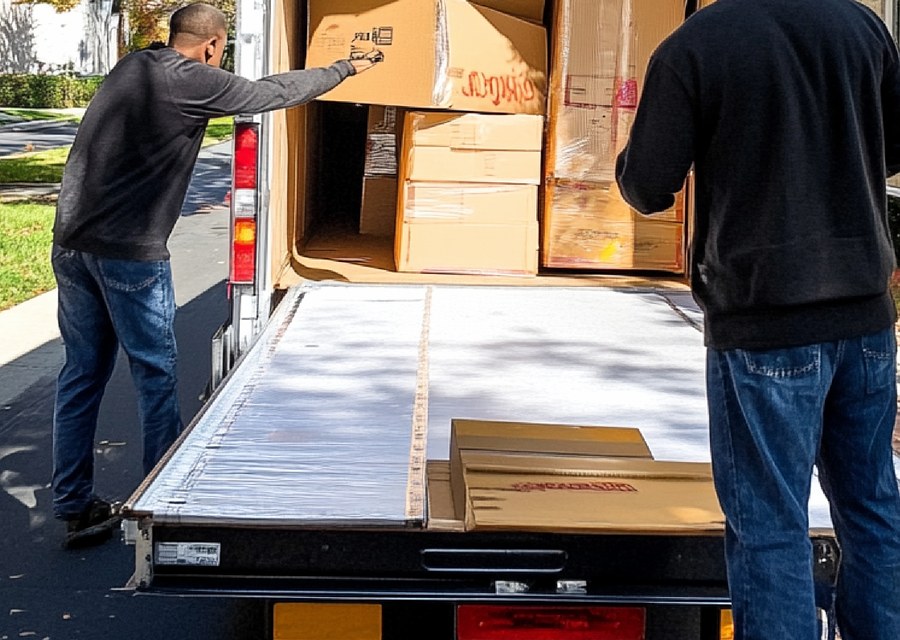 Packed moving truck ready for cross-country transport