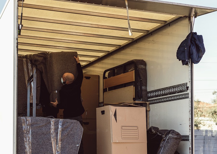 Packed moving truck ready for cross-country transport