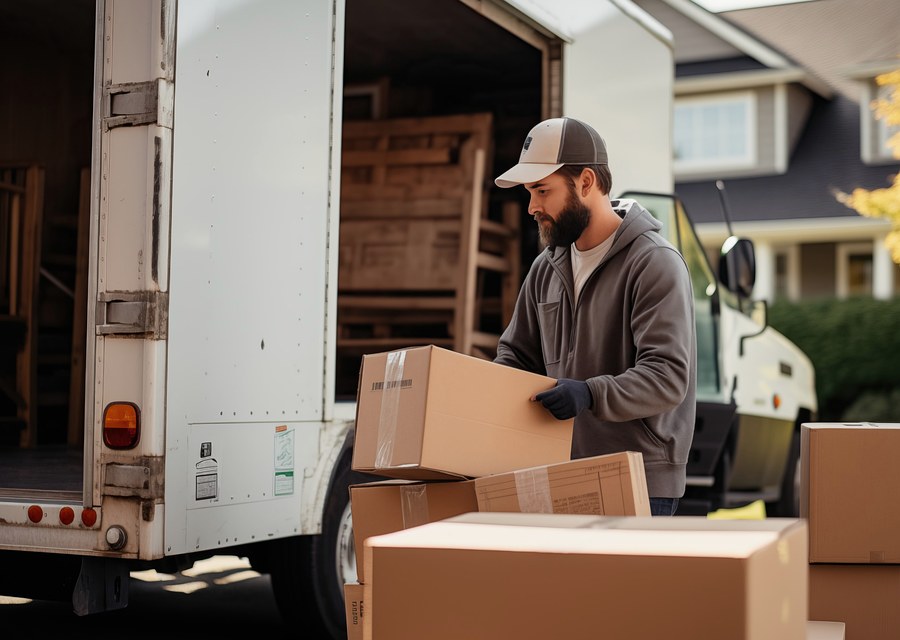 Packed moving truck ready for cross-country transport