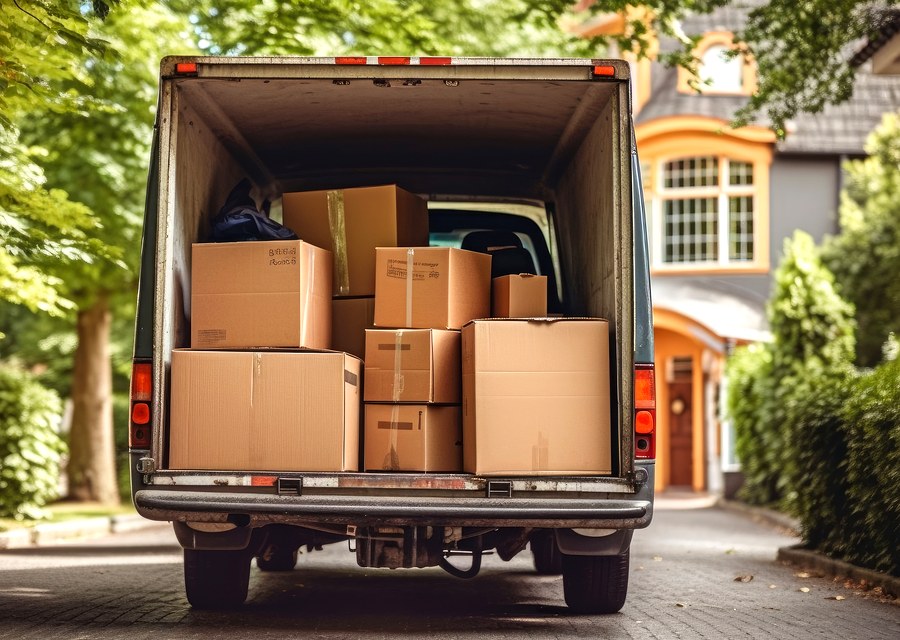 Packed moving truck ready for cross-country transport