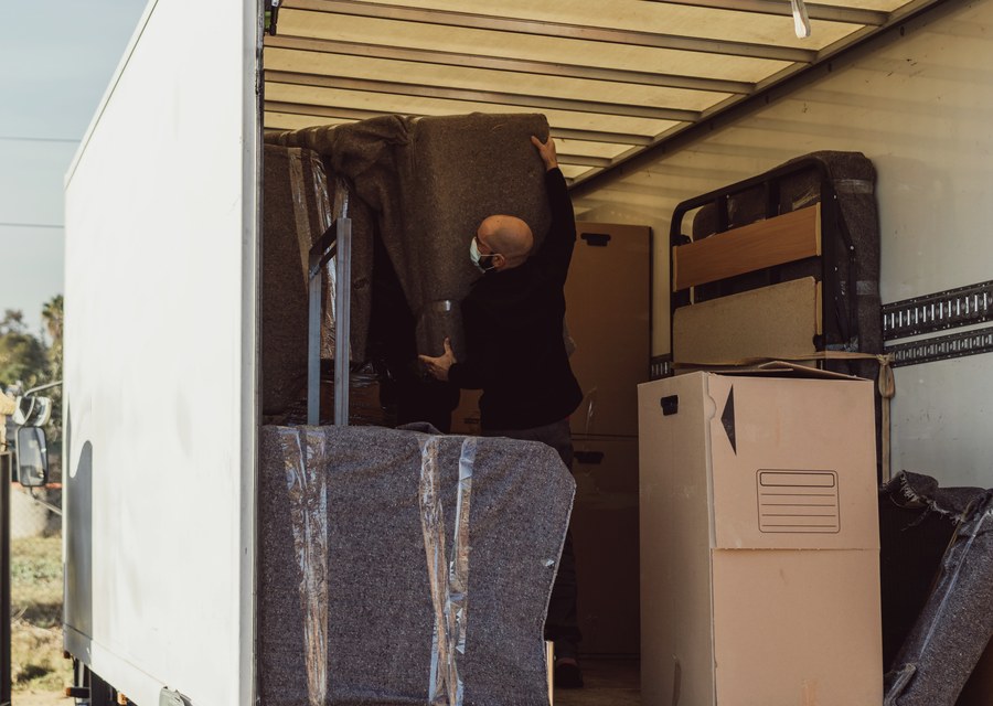 Packed moving truck ready for cross-country transport