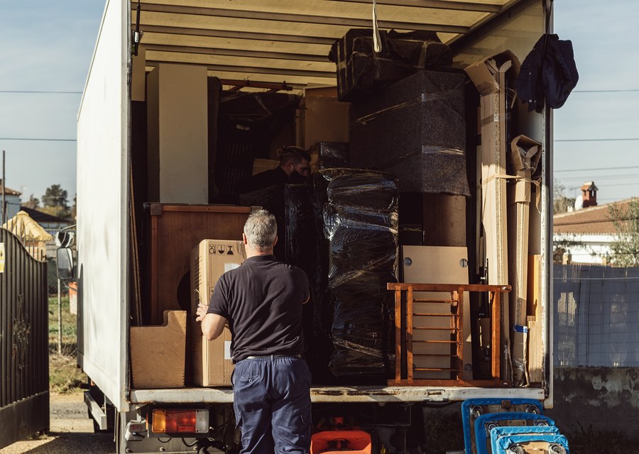 Packed moving truck ready for cross-country transport