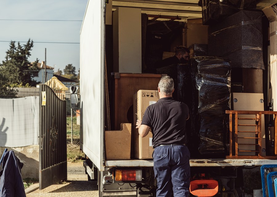 Packed moving truck ready for cross-country transport