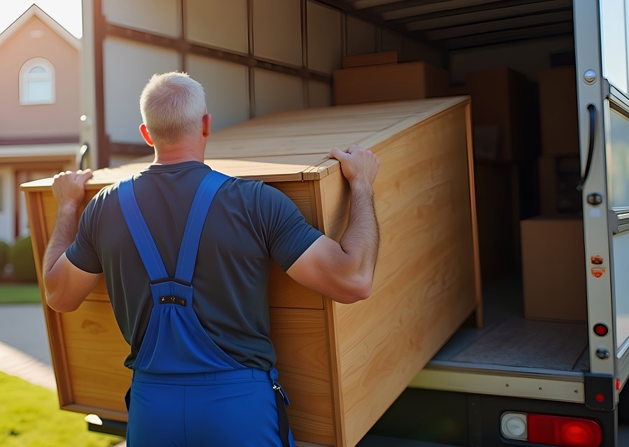 Packed moving truck ready for cross-country transport