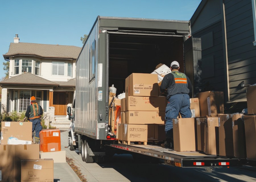Packed moving truck ready for cross-country transport