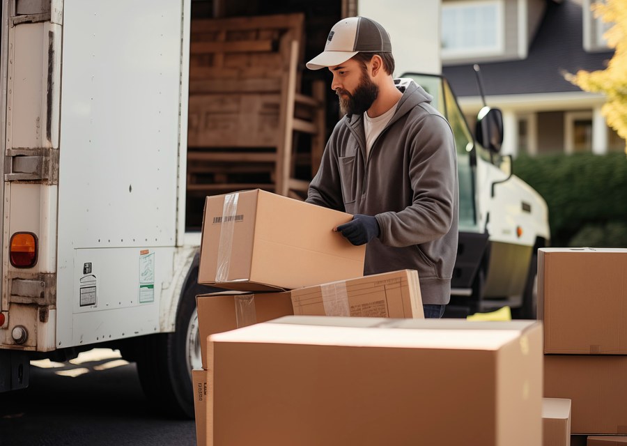 Packed moving truck ready for cross-country transport