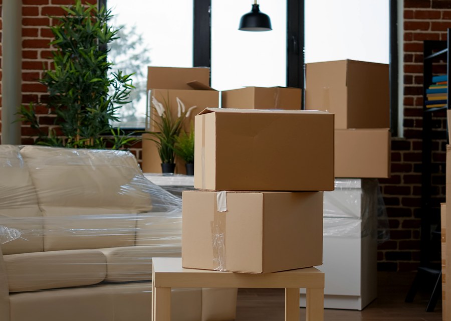 Packed moving truck ready for cross-country transport