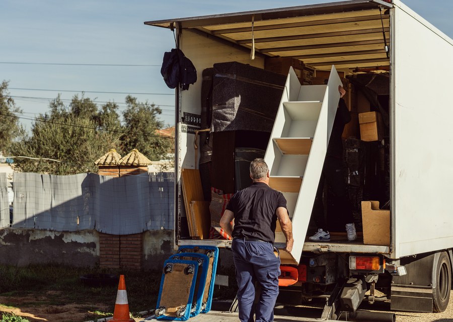 Packed moving truck ready for cross-country transport