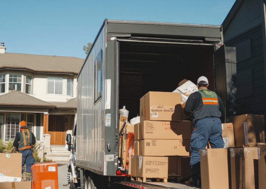 Packed moving truck ready for cross-country transport