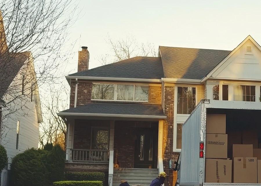 Packed moving truck ready for cross-country transport