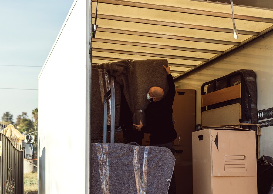 Packed moving truck ready for cross-country transport