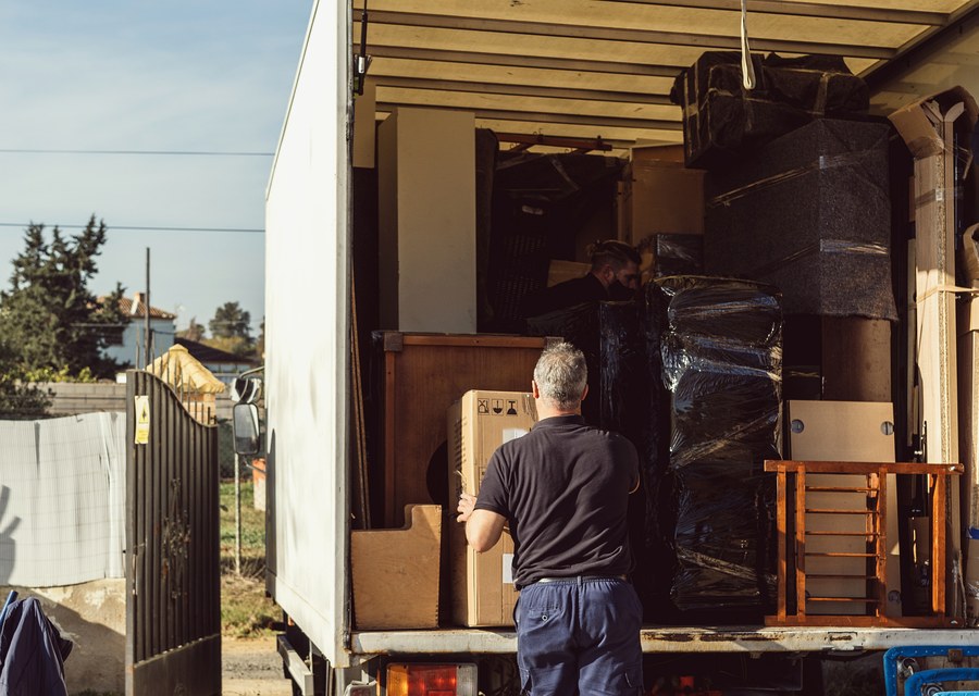 Packed moving truck ready for cross-country transport