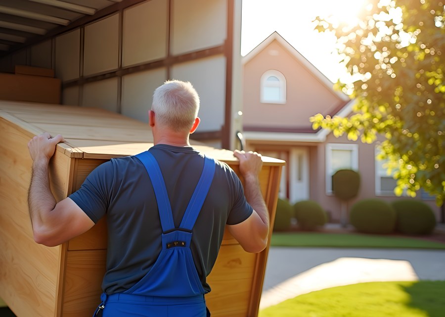 Packed moving truck ready for cross-country transport