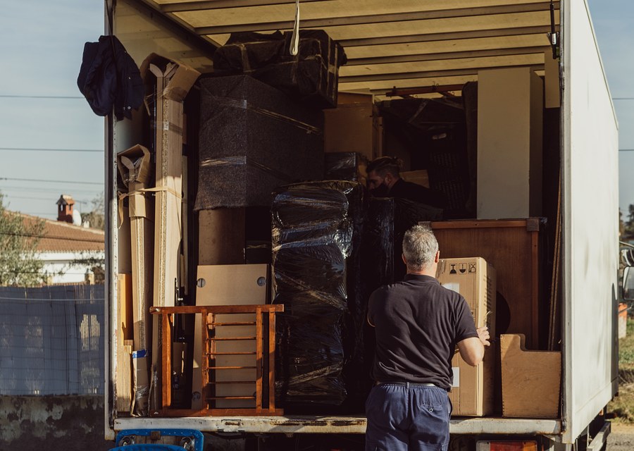 Packed moving truck ready for cross-country transport