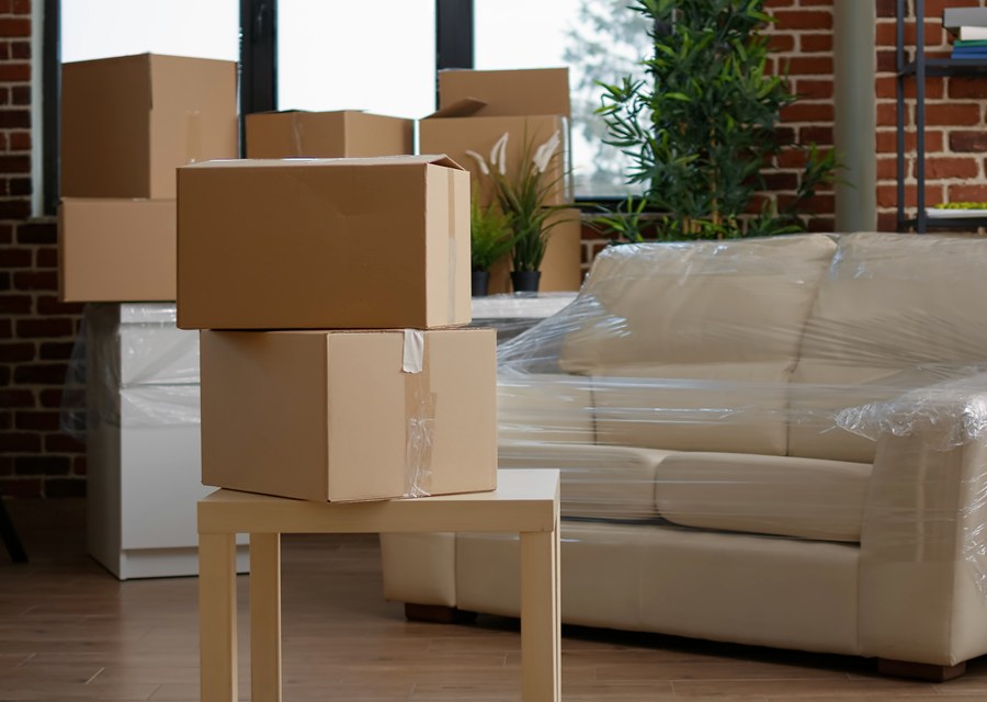 Packed moving truck ready for cross-country transport