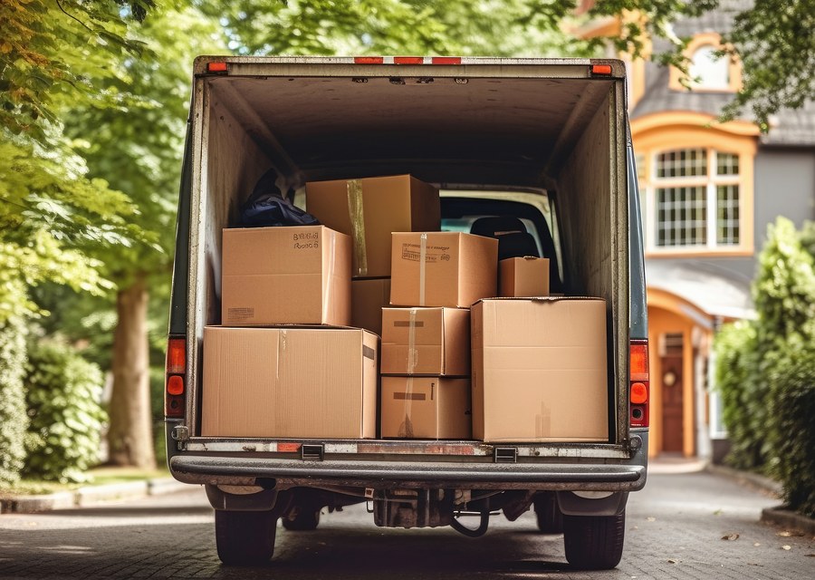 Packed moving truck ready for cross-country transport