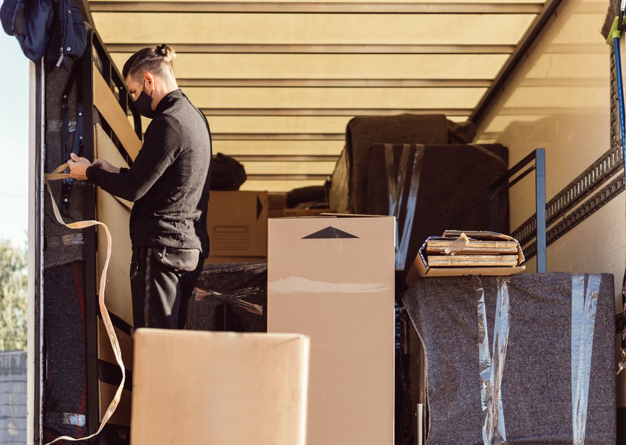 Packed moving truck ready for cross-country transport