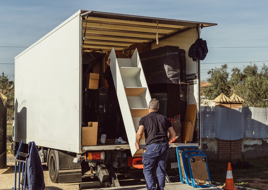 Packed moving truck ready for cross-country transport