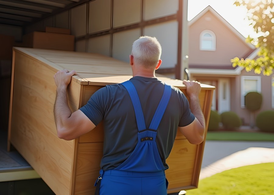 Packed moving truck ready for cross-country transport