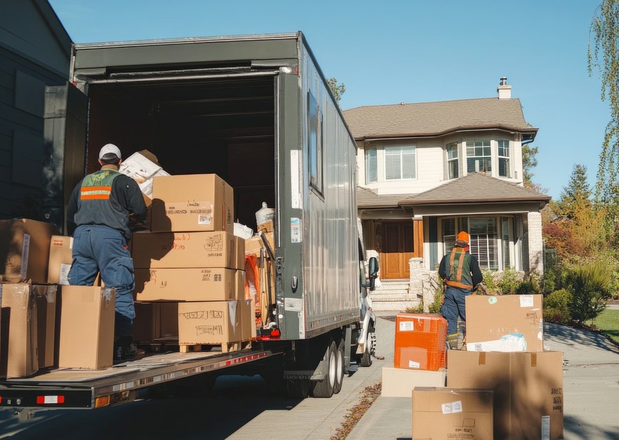 Packed moving truck ready for cross-country transport
