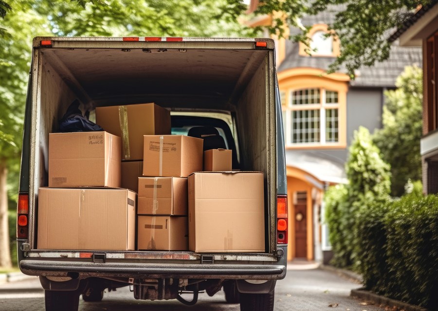 Packed moving truck ready for cross-country transport