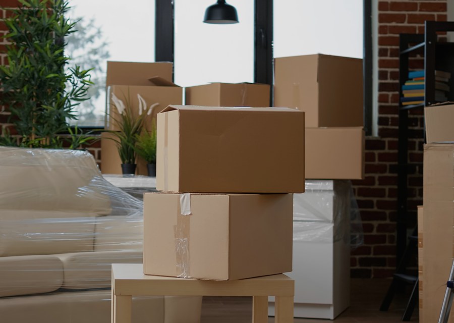 Packed moving truck ready for cross-country transport