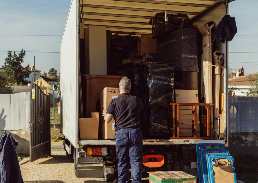 Packed moving truck ready for cross-country transport