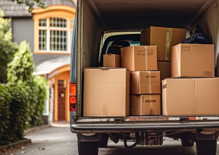 Packed moving truck ready for cross-country transport