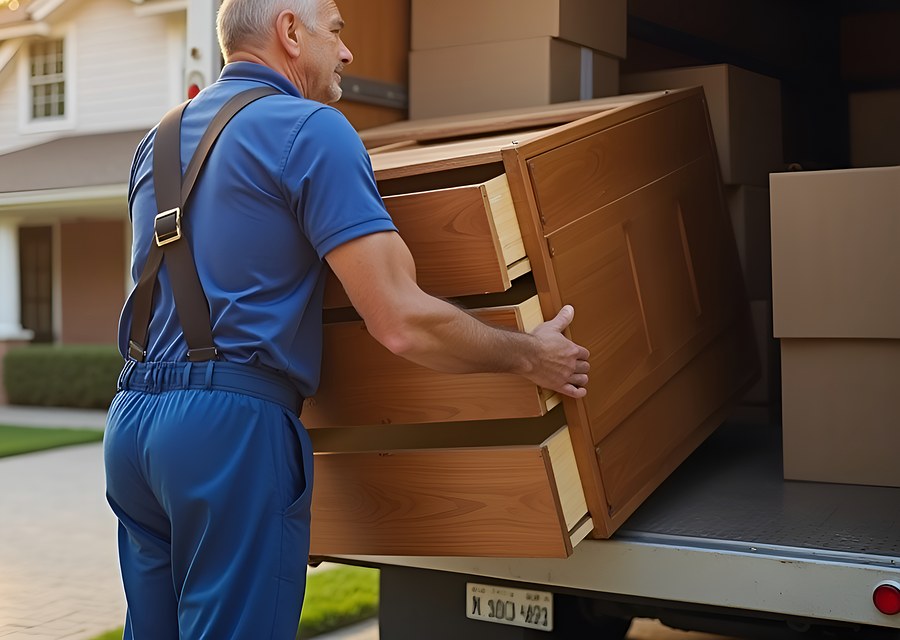 Packed moving truck ready for cross-country transport
