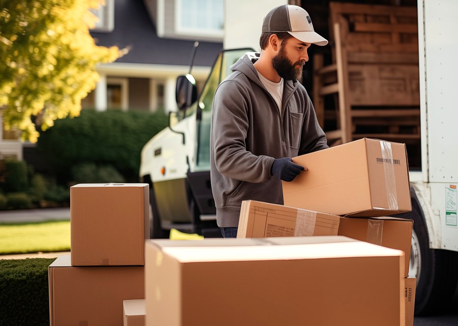 Packed moving truck ready for cross-country transport