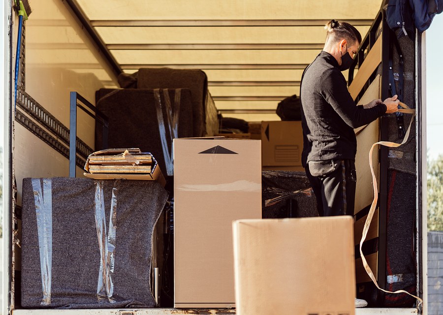 Packed moving truck ready for cross-country transport
