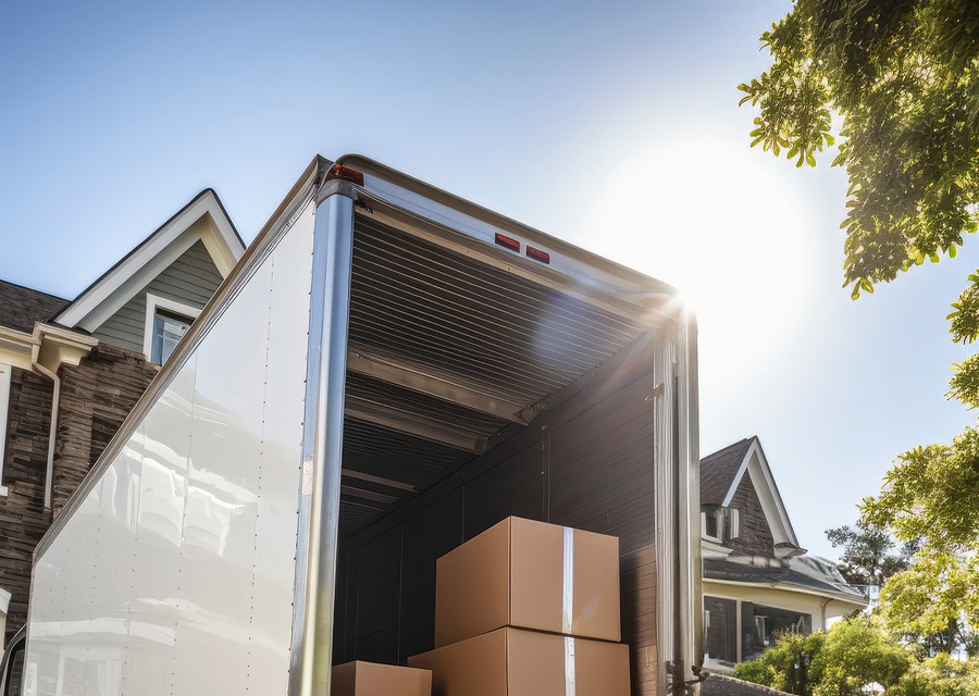 Packed moving truck ready for cross-country transport