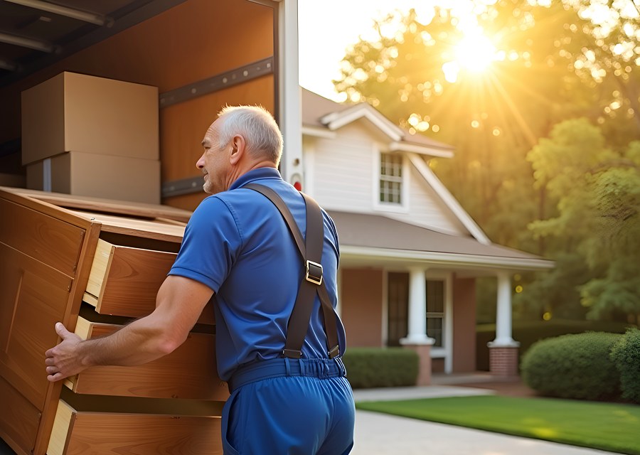 Packed moving truck ready for cross-country transport