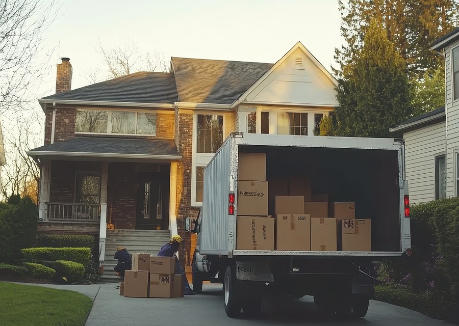 Packed moving truck ready for cross-country transport