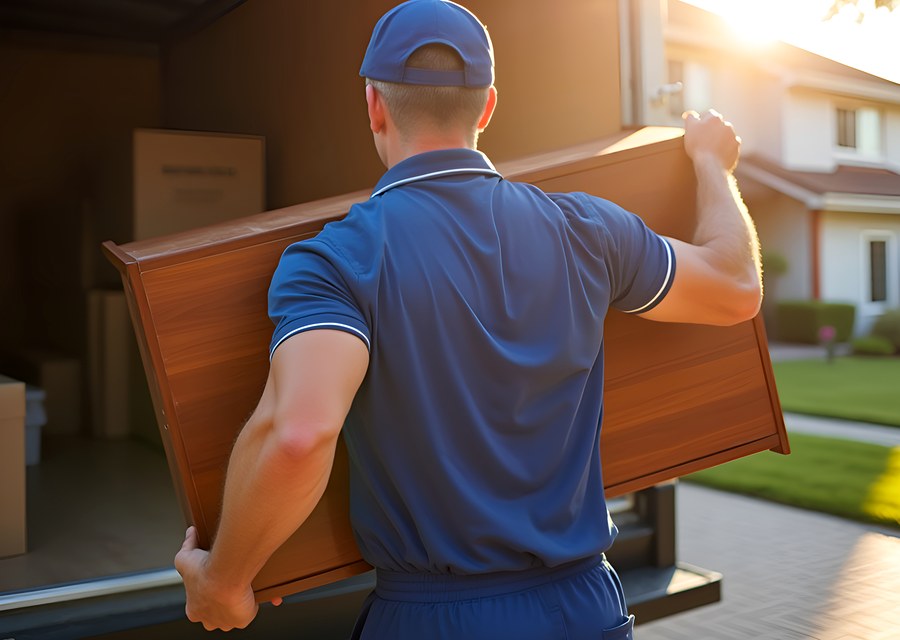 Packed moving truck ready for cross-country transport